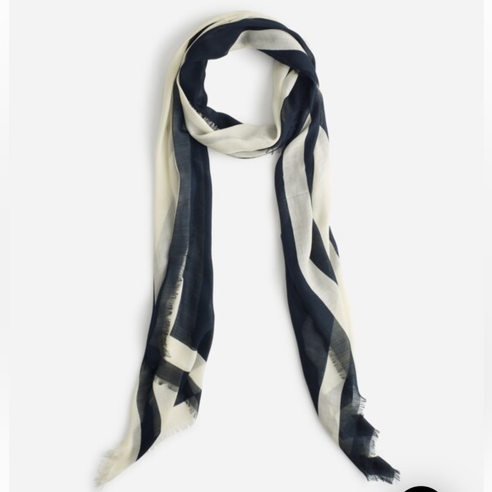 Madewell Skinny Long Scarf in Wool Striped Geo Long True Scarf Black/Ivory